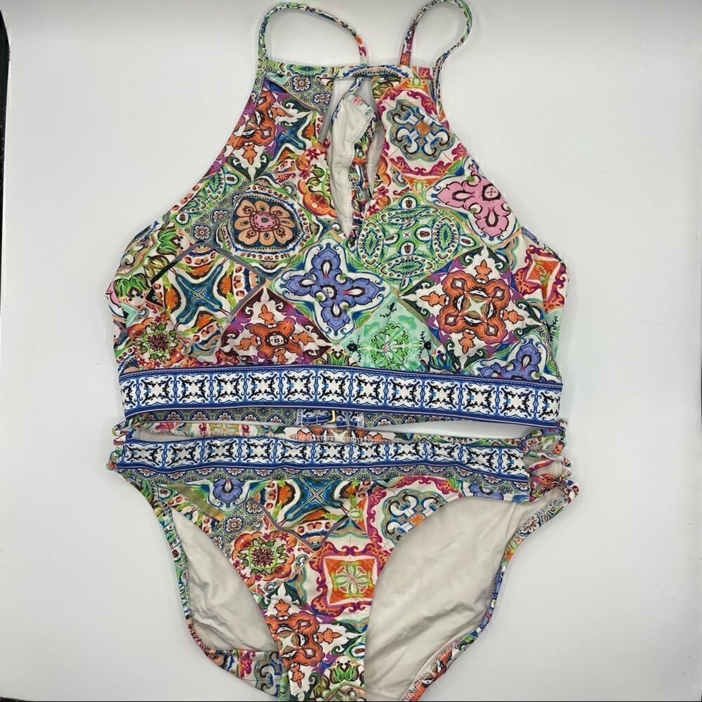 Nanette Lepore Tile Print Two-Piece Swimsuit Size M